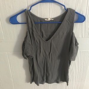 Charcoal Grey Cold Shoulder Top